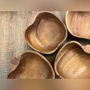 Vintage Handcrafted Monkey Pod Wood Apple Bowls